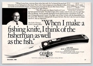 Vintage 1984 Gerber Bolt Action Fisherman Knife Small Print Ad - Picture 1 of 1