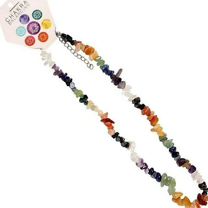 7 Chakra Necklace Crystal Reiki Balancing Gemstone Multi Coloured Necklace 45cm - Image 1 of 2
