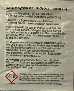 Kaliumpyrosulfit E224 - Schwefelpulver - Kaliumdisulfit 1 x 10 gr. Vina  - Bild 1 von 1