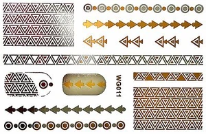 Pegatina de arte de uñas dedo tatuaje de agua oro plata pegatinas de uñas UV 14 piezas WG11 - Imagen 1 de 1