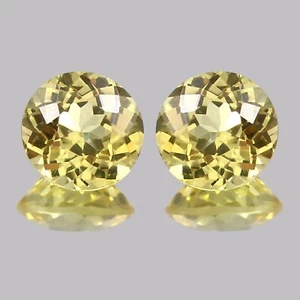 7 x 7 MM Natural Ceylon Yellow Sapphire Round Cut Loose Gemstone Matching Pair - Picture 1 of 6
