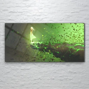 Glasbilder Wandbild Druck auf Glas 120x60 Kunst einsame Frau am Rande der Klippe - Bild 1 von 7