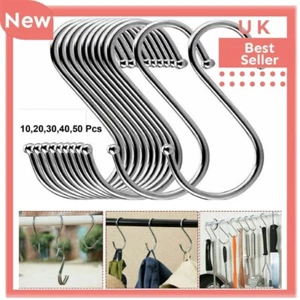 10-50pcs Stainless Steel S Hooks Kitchen Meat Pan Utensil Clothes Hanger Hanging - Picture 1 of 13