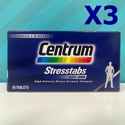 X3 Centrum Stresstabs Zinc Vitamin Minerals 600 High Potency Stress Formula 60 - Image 1 of 4