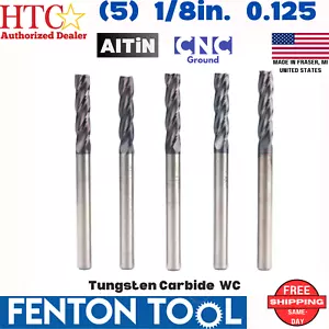 (5) NEW 1/8" HTC CARBIDE END MILL square AlTiN 4 flute coating .125 USA lot - Picture 1 of 11