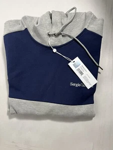 Sergio Tacchini Felpa con Cappuccio Uomo Piccola Mosaico Blu Grigio Felpa - Foto 1 di 5