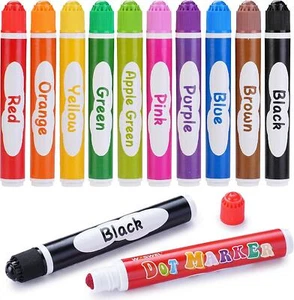 Dot Markers, 10 Colors Washable Dot Paint Markers For Toddlers Kids Preschool, - Picture 1 of 12