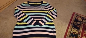 Hot Topic Pastel And Black Striped Unicorn Patch Lightweight Sweater Size Medium - Picture 1 of 4