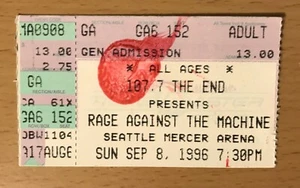 1996 RAGE AGAINST THE MACHINE EVIL EMPIRE TOUR SEATTLE CONCERT TICKET STUB RATM - Picture 1 of 2