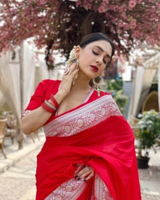 Blusa Sari Ropa de Fiesta Bollywood Nupcial Seda Sari Boda India Bollywood Nueva Foto 1 de 4
