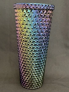 Oil Slick Rainbow Iridescent Studded Cold Cup Tumbler 24oz Non-Branded No Straw - Picture 1 of 5