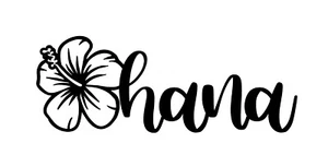 Custom Vinyl Decal Run Ohana Family Hibiscus Flower Love Aloha Hawaii Vacation - Picture 1 of 1