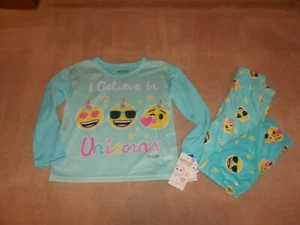NEW, GIRLS EMOJI UNICORN PAJAMA SET, SIZE SMALL 6/6X - Picture 1 of 3