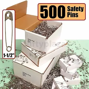 NiftyPlaza Large Safety Pins Lot of 500 BRAND NEW Size 1-1/2" Quilting Diapers - Picture 1 of 11
