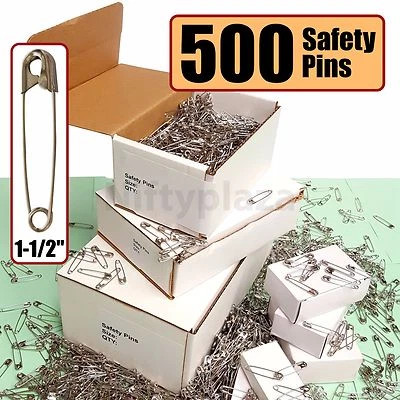 NiftyPlaza Large Safety Pins Lot of 500 BRAND NEW Size 1-1/2" Quilting Diapers - Image 1 of 4