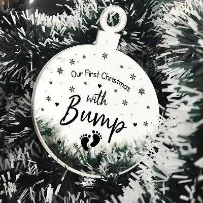 First Christmas With Bump Acrylic Decoration Christmas Tree Baubles Mum To Be