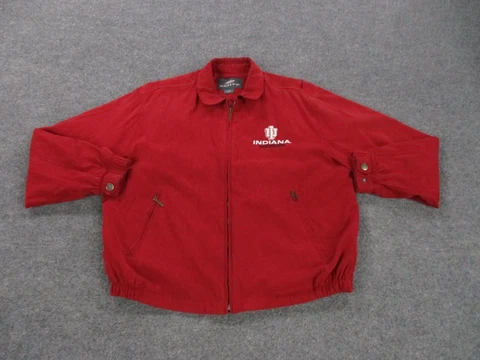 Indiana Hoosiers Jacket Adult L Red Full Zip Golf Basketball Pullover Active Men Cover