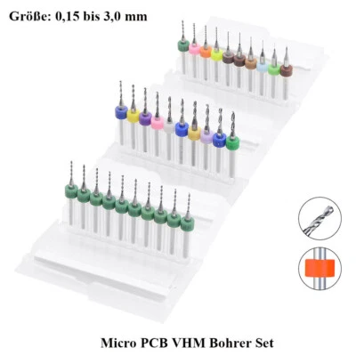 Micro PCB VHM Bohrer Set 0,15 - 3 mm Hartmetall Schaftfräser Fräser für Dremel - Bild 1 von 4