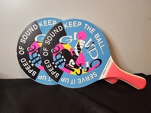 Vintage Retro Neon Colors Franklin Wood Paddleball Paddles Set Of 2 Pink Blue  - Picture 1 of 20