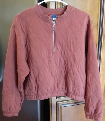 Sudadera acolchada OLD NAVY para mujer cuello redondo media cremallera - talla S canela  Foto 1 de 4