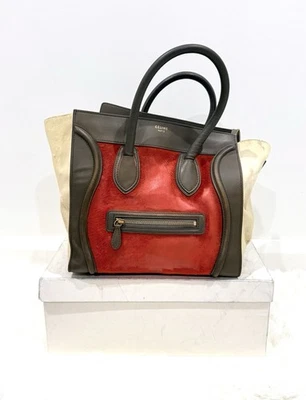 *XMAS SALE*CELINE 30cm MINI Multi Colour Luggage Bag Horse Hair Calf Leather - Image 1 of 4