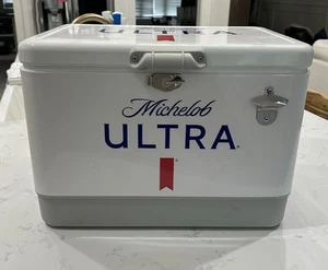RARE! MICHELOB ULTRA 54 Qt. Cooler Side Bottle Opener & Metal Latch. Stainless - Picture 1 of 7