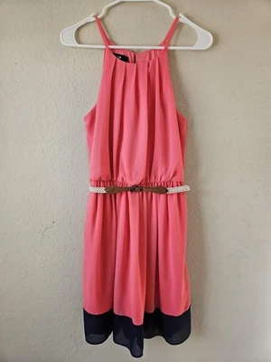 Vestido Byer para mujer pequeño rosa negro sin mangas cintura con cinturón cuello alto ropa para eventos  Foto 1 de 4