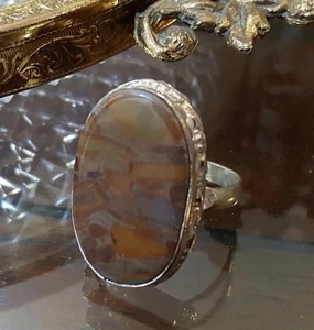 Jasper Silver Plated Fashion Ring Size 7 - Picture 1 of 2