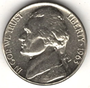 Jefferson 1963 D níquel en brillante estado sin circular ~ stk 4 - Imagen 1 de 4