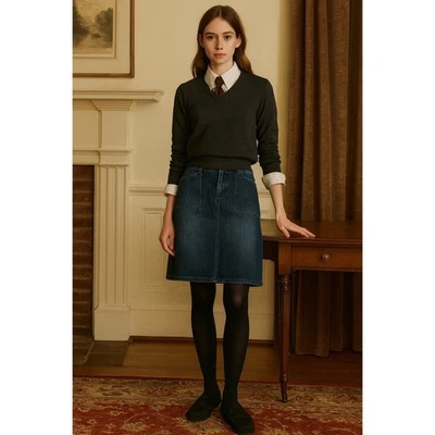 Antigua Falda Jean Azul Marino Académica Estética De Colección Denim Preppy Otoño Moda Talla 6 Foto 1 de 4