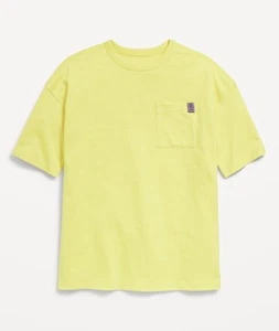 T-shirt ragazzo manica corta con tasca Old Navy nuova con etichetta taglia XL 14/16 giallo lime 100% cotone - Foto 1 di 3