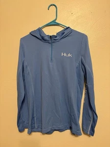 🎣 HUK Performance Fishing Hoodie hellblau langarm Half Zip Gr. L - Bild 1 von 8
