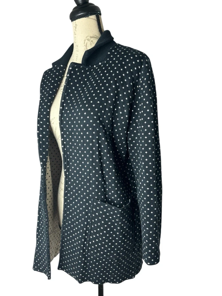 Cárdigan tejido largo abierto pesado mezcla lana merino J Crew 365 talla M negro con bolsillos Foto 1 de 4