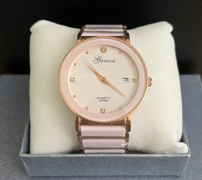 Genoa Women's Watch Pink Gold Tone Quartz Japan Date Display UNTESTED CLASSIC - Image 1 of 4