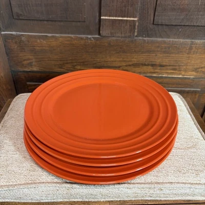 Rachel Ray Double Ridge Dinner Plate 11" Tangerine Orange Set Of 4 - Image 1 of 4