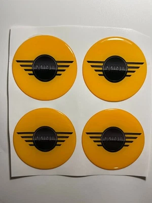 MINI Cooper conjunto de adesivos de tampa de roda 4 peças decalques emblema tampa central de resina cúpula 3D - Imagem 1 de 3