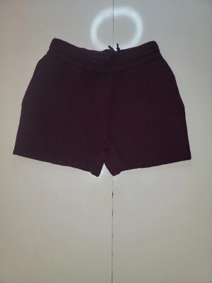 Helmut Lang Wool Size Small Wine Purple Ribbed Shorts - Image 1 of 4