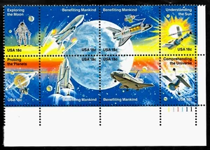 NASA SPACE ACHIEVEMENTS BENEFITING MANKIND #1912-1919 18c US 8 STAMP PLATE BLOCK - Picture 1 of 2