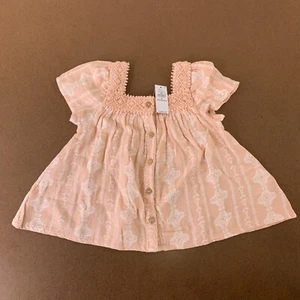 Old Navy Toddle Girl Size 4T Peach Flroal Flutter-Sleeve Button-Front Top NWT - Picture 1 of 4