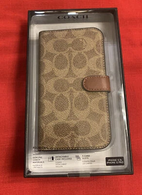 Capa e carteira cartão Coach iPhone 12/12 Pro - assinatura fina destacável seixo - Imagem 1 de 4