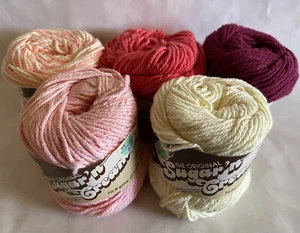 Lot of 5 Balls Lily Sugar N Cream 4ply Cotton Yarn Mix Yellow Pink Red Stripe 🧶 - Picture 1 of 4