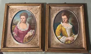 Paar Antike Bemalt von G.Veronesi, Porträts Von Edler Damen , Anfang 1900 - Bild 1 von 20
