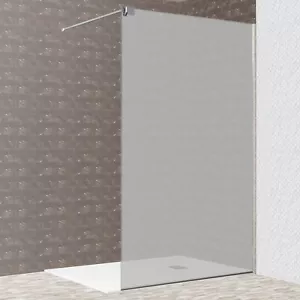 Mampara de ducha con toallero cristal fijo mate de 6 mm, altura 195 cm - Imagen 1 de 8