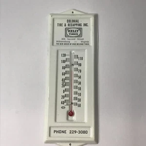 Vintage Kelly Reifen koloniale Reifen & Nachschub Werbung Metallthermometer Schild - Bild 1 von 10