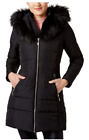 Maralyn & Me Juniors' Women's Faux-Fur-Trim Hooded Puffer Coat Black Size Small