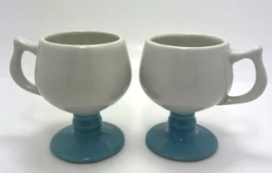 Set of 2 CARIBE Puerto Rico Footed Pedestal Mug White and Teal - Picture 1 of 12
