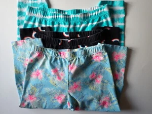 Girls Large 14 Capri Leggings Arizona Lands End XL 14-16 Aqua Rainbow Flowers - Picture 1 of 22