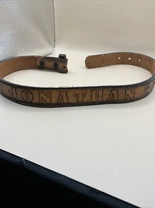 Child’s western belt with Jonathan on it 31 inches long no buckle cowhide - Picture 1 of 5