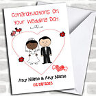 Cute Doodle Black Bride White Groom Wedding Customised Card