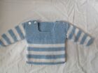 ( 76 ) Blue & white stripe square neck jumper 0-6 months